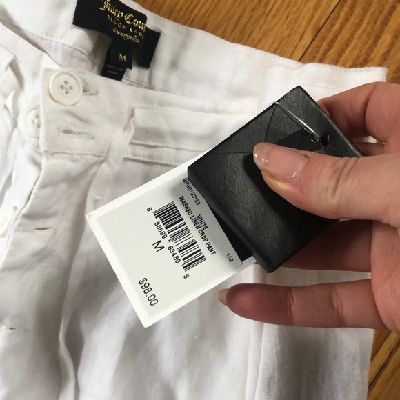 NWT Juicy Couture Linen high waisted white pants size M - Picture 3 of 10